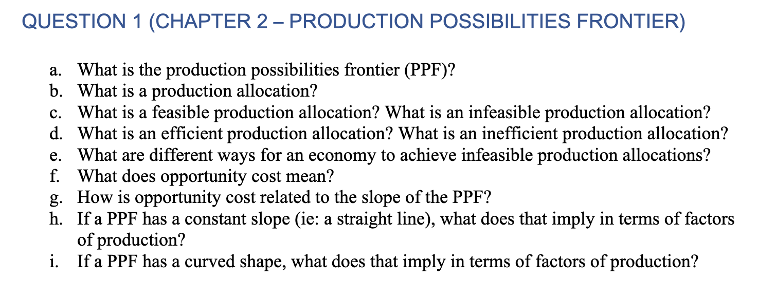 Solved QUESTION 1 (CHAPTER 2 - PRODUCTION POSSIBILITIES | Chegg.com