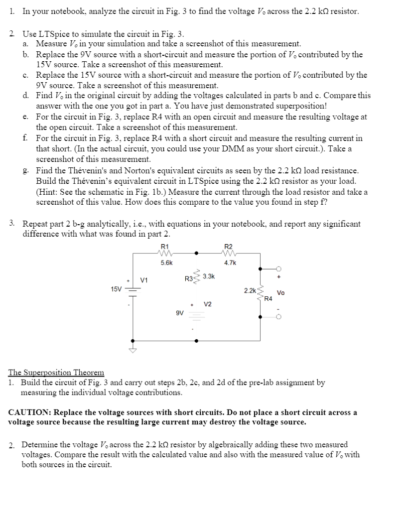 1. In your notebook, analyze the circuit in Fig. 3 to | Chegg.com