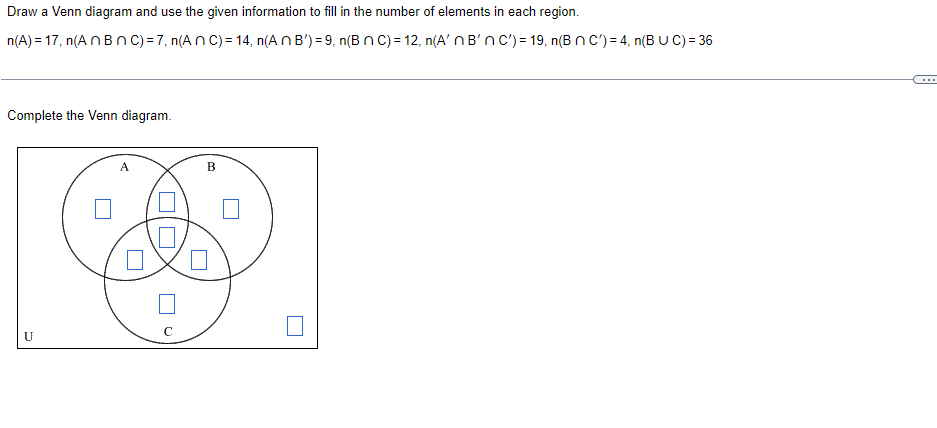 Solved Draw a Venn diagram and use the given information to | Chegg.com