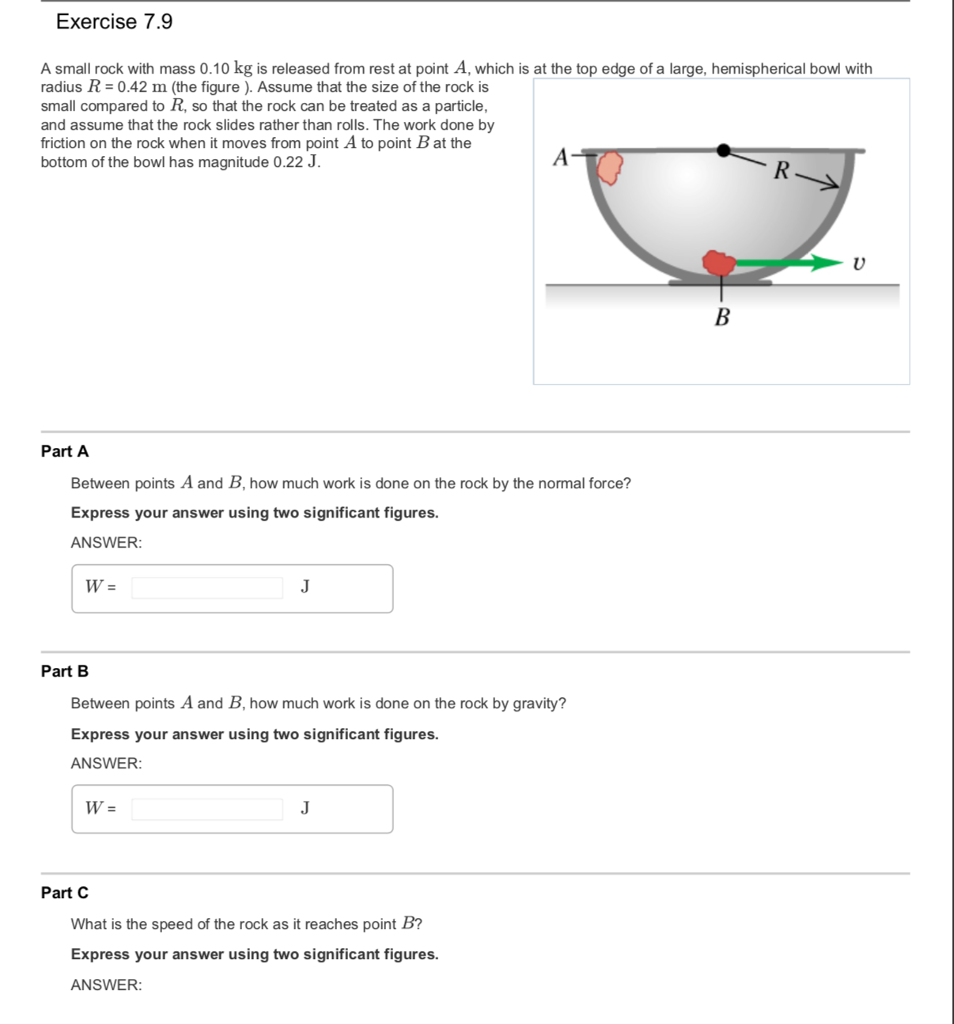 Solved Exercise 7.9 A Small Rock With Mass 0.10 Kg Is | Chegg.com