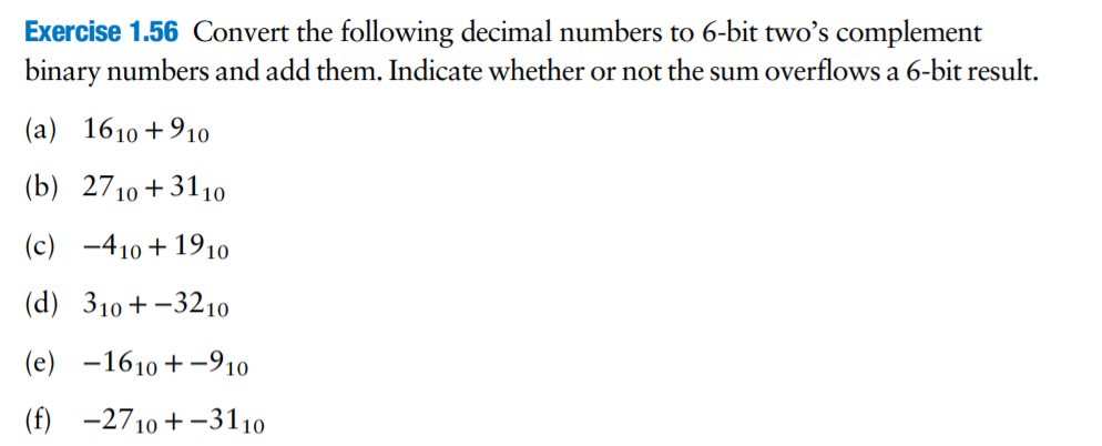 Solved Exercise 1.56 Convert the following decimal numbers | Chegg.com