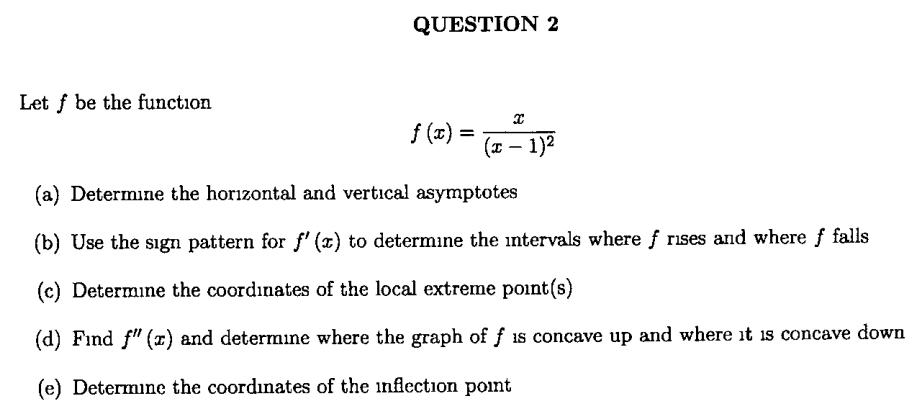 Solved QUESTION 2 Let f be the function f (x) = (1 - 1)2 | Chegg.com