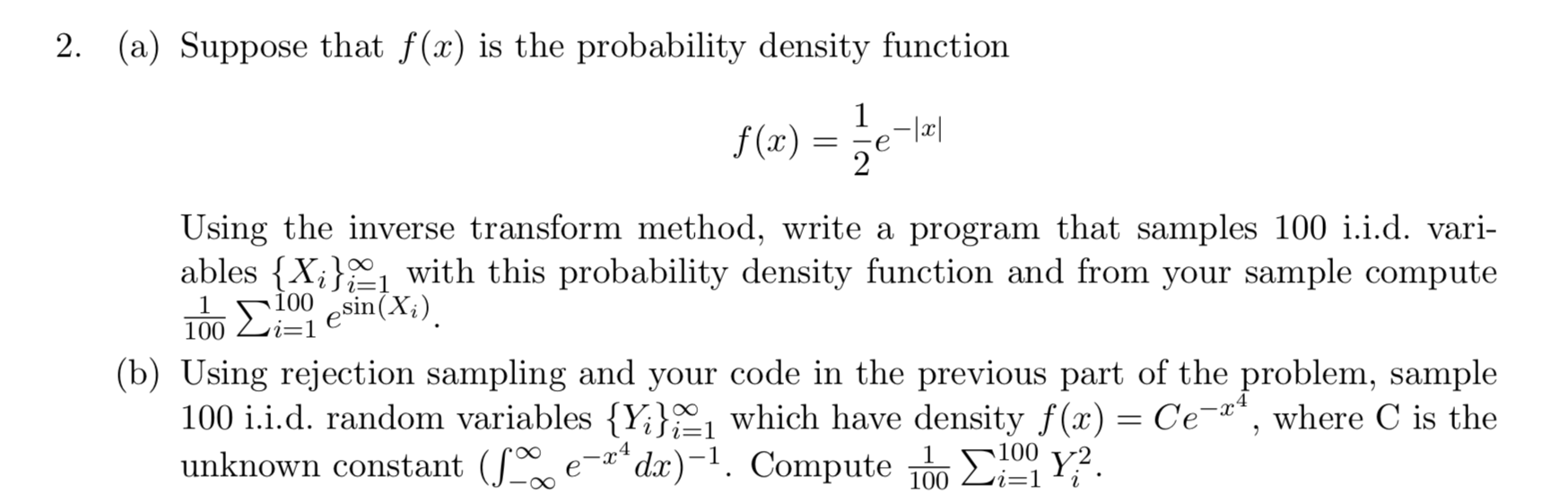 Solved 2. (a) Suppose that f(x) is the probability density | Chegg.com