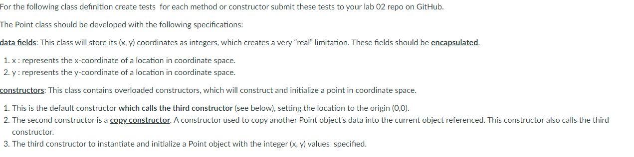 Solved For the following class definition create tests for | Chegg.com