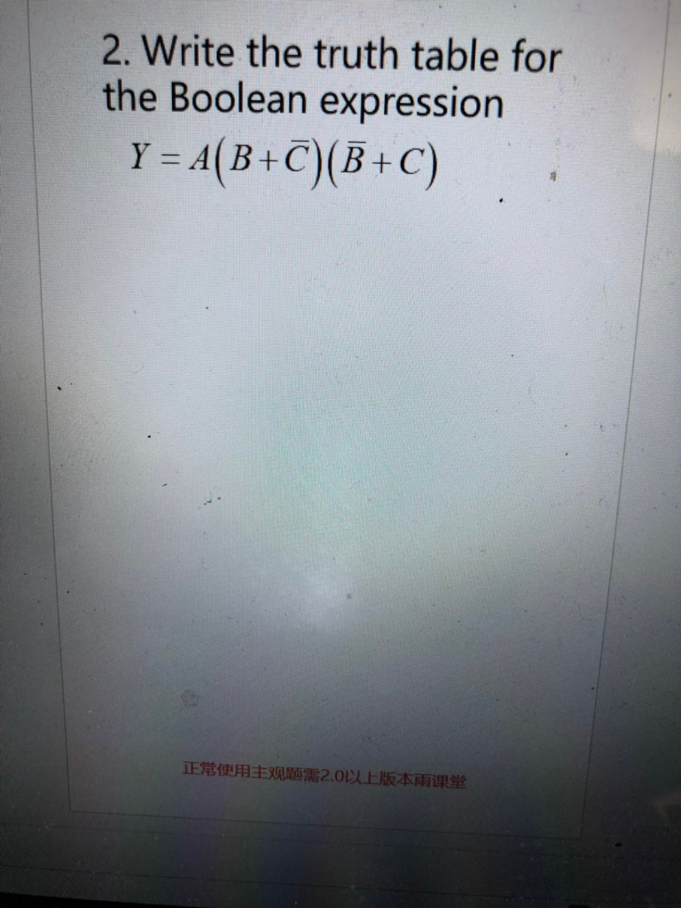 Solved 2. Write the truth table for the Boolean expression Y | Chegg.com