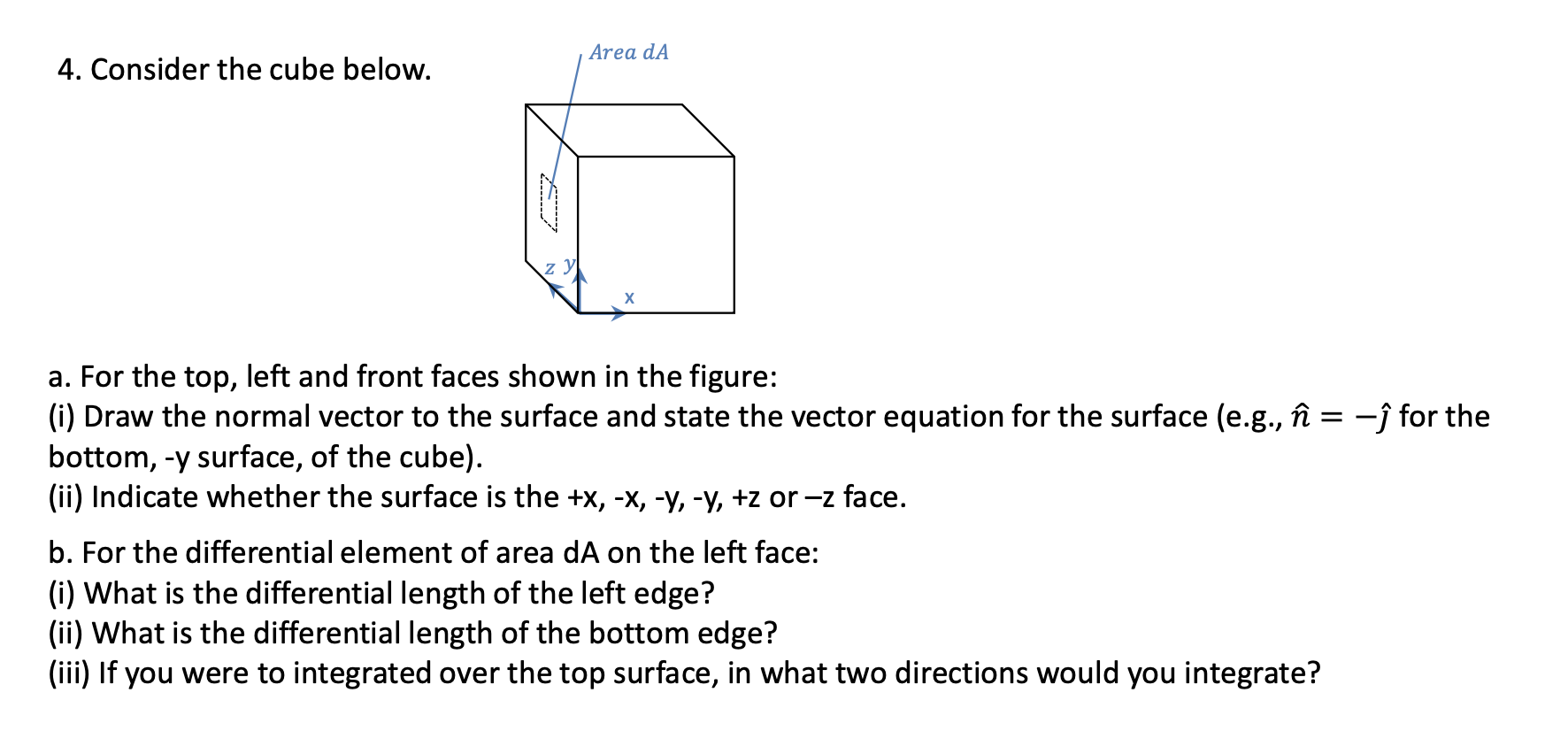 Solved Consider the cube below.a. ﻿For the top, left and | Chegg.com