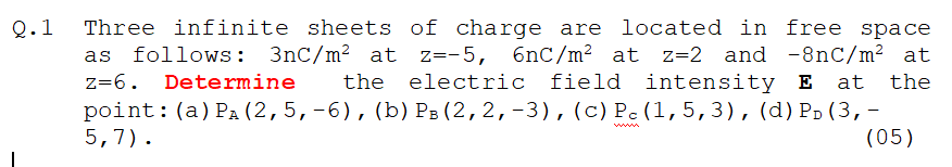 Solved Three Infinite Sheets Of Charge Are Located In | Chegg.com