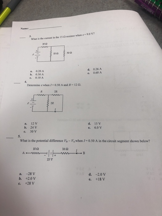 Solved 3. What is the current in the 15-Ω resistor when c-90 | Chegg.com