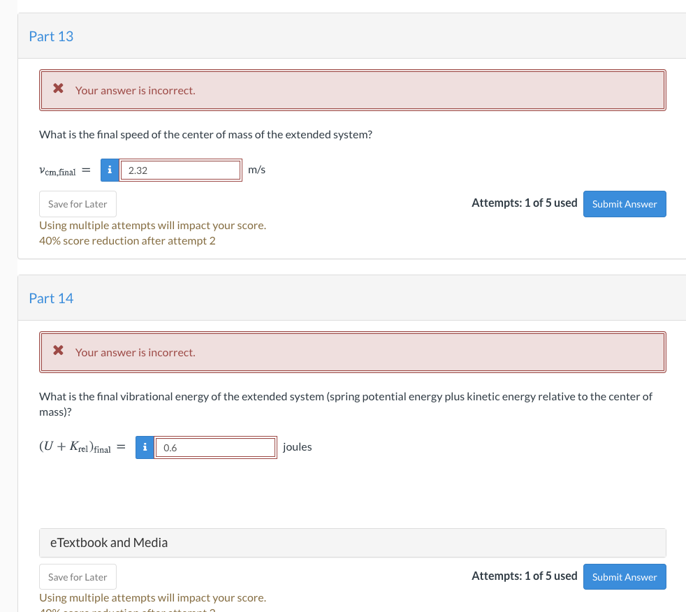 Solved Two identical 0.13 kg blocks (labeled 1 and 2) are