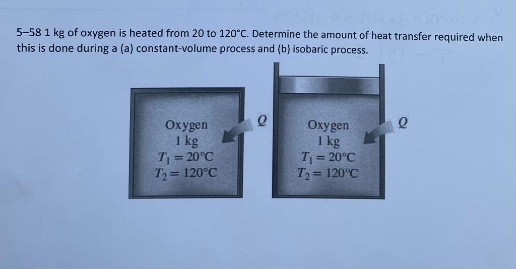 Solved 5-58 1 kg of oxygen is heated from 20 to 120∘C. | Chegg.com