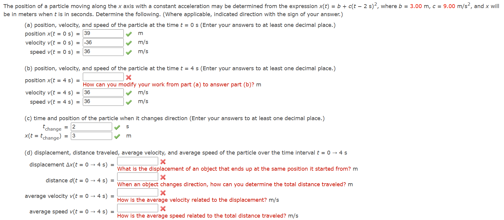 Solved The position of a particle moving along the x axis | Chegg.com
