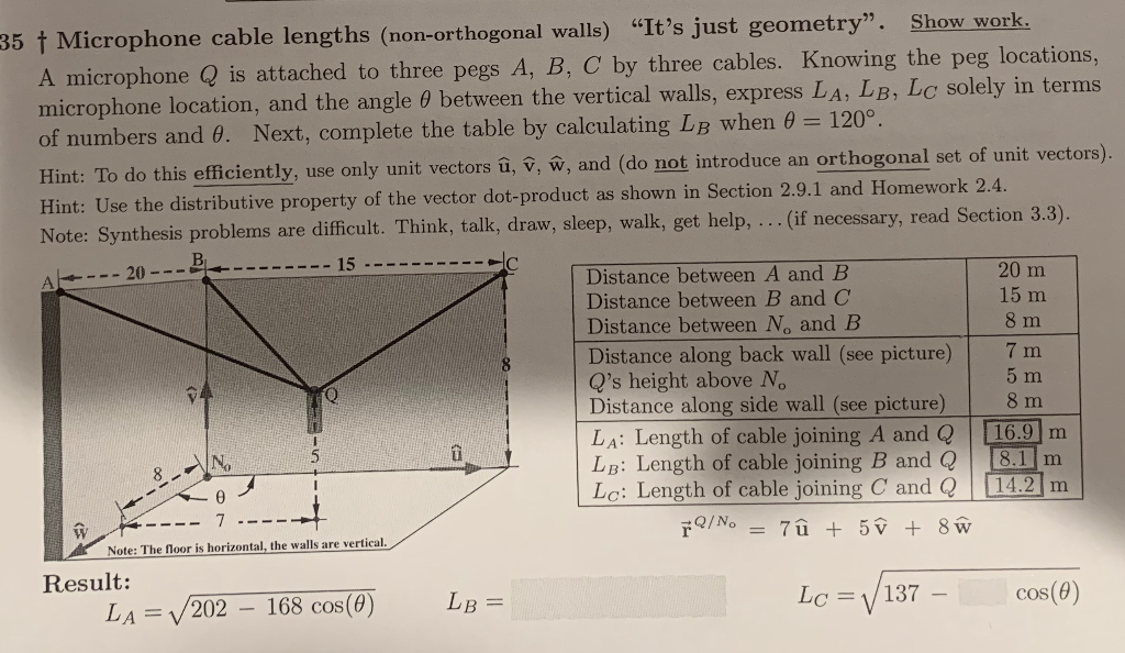 Solved B 35 Microphone Cable Lengths Non Orthogonal Wa Chegg Com