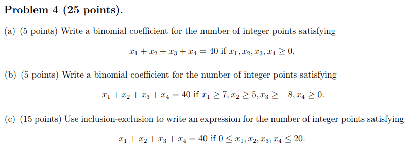 Solved Problem 4 (25 points). (a) (5 points) Write a | Chegg.com