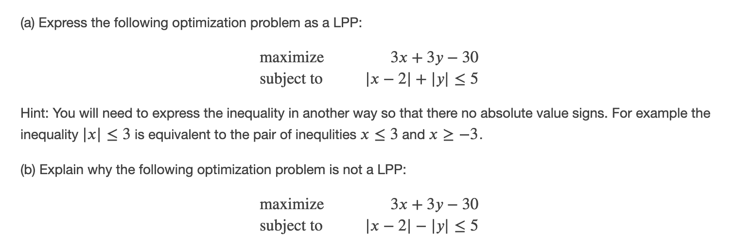 Solved Express The Following Optimization Problem As A Chegg Solved Express The Following Optimization Problem As A Chegg