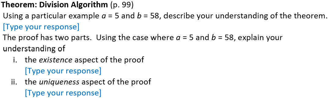 Solved Theorem: Division Algorithm (p. 99) Using a | Chegg.com