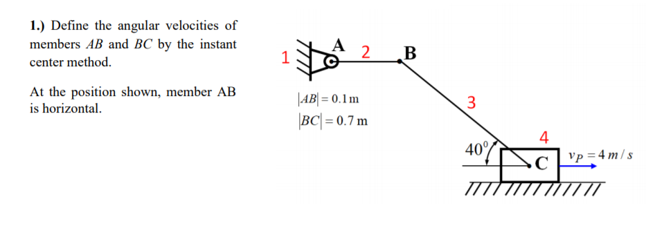 Solved 1.) Define the angular velocities of members AB and | Chegg.com