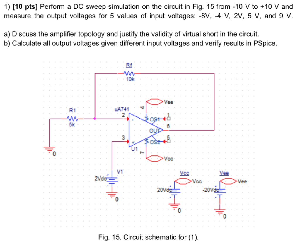 Solved 1) [10 pts] Perform a DC sweep simulation on the | Chegg.com