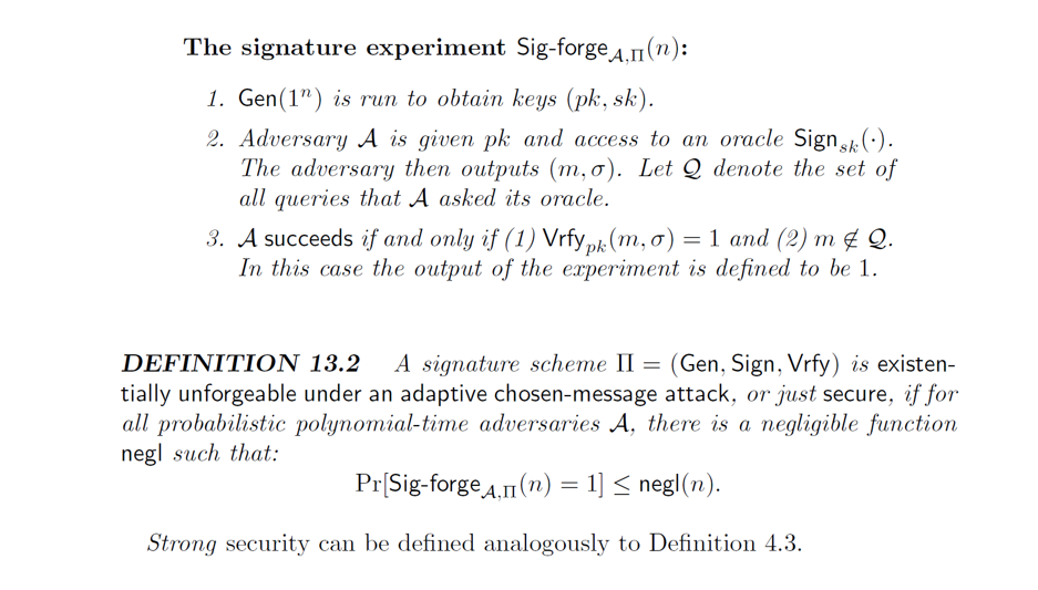 Solved Consider the signature experiment below. Line 3 part | Chegg.com