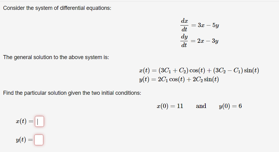 Solved Consider the system of differential equations: = 3x - | Chegg.com