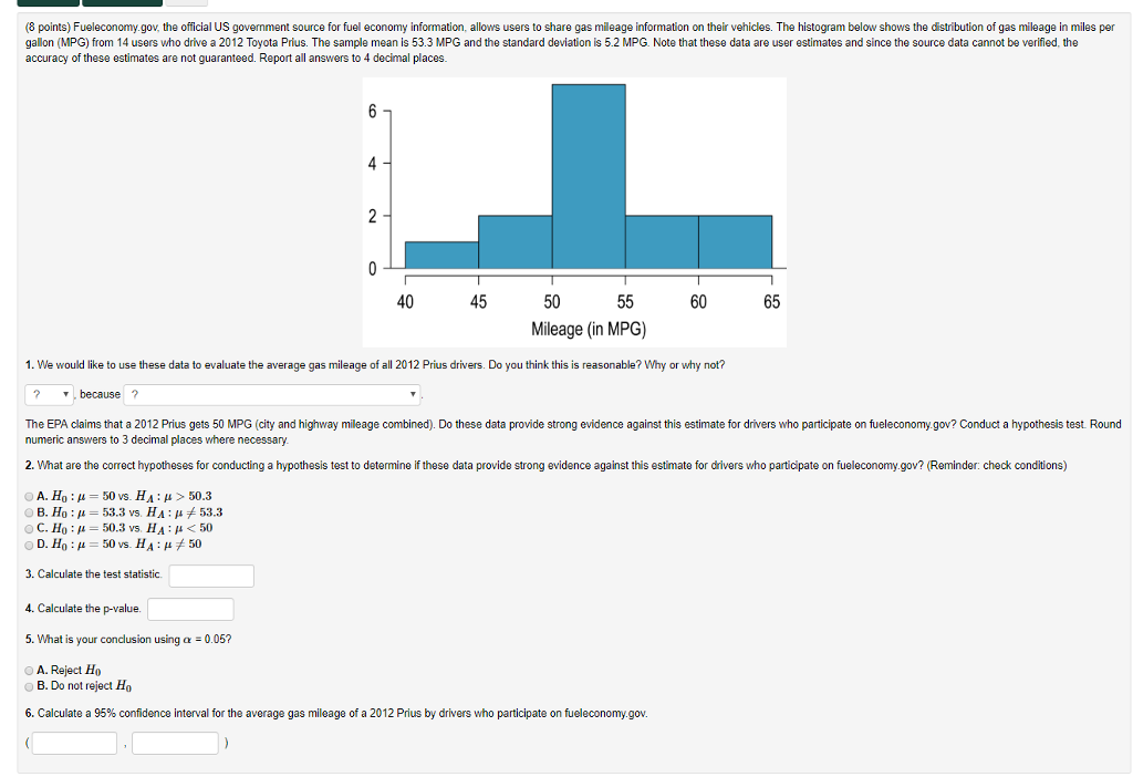 Solved (8 points) Fueleconomy.gov, the official US