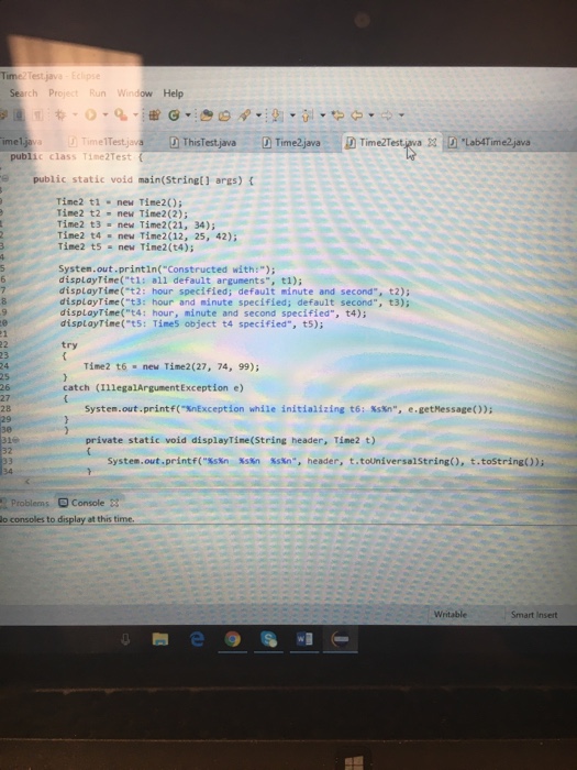 Solved Time Test java Eclipse Search Project Run Window Help | Chegg.com