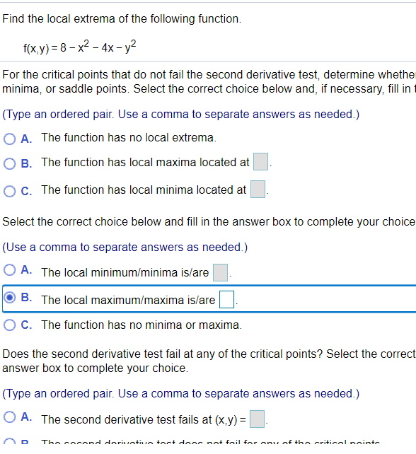 Solved Find The Local Extrema Of The Following Function