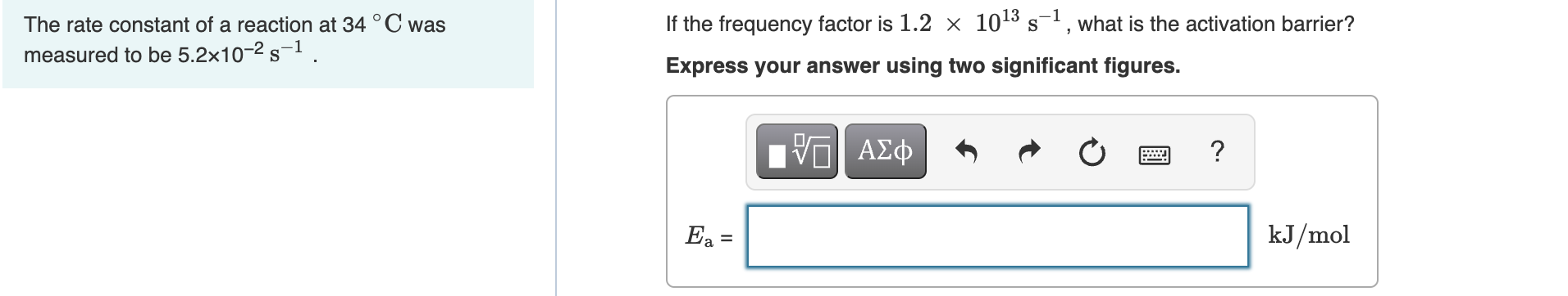 Solved The Rate Constant Of A Reaction At Circ