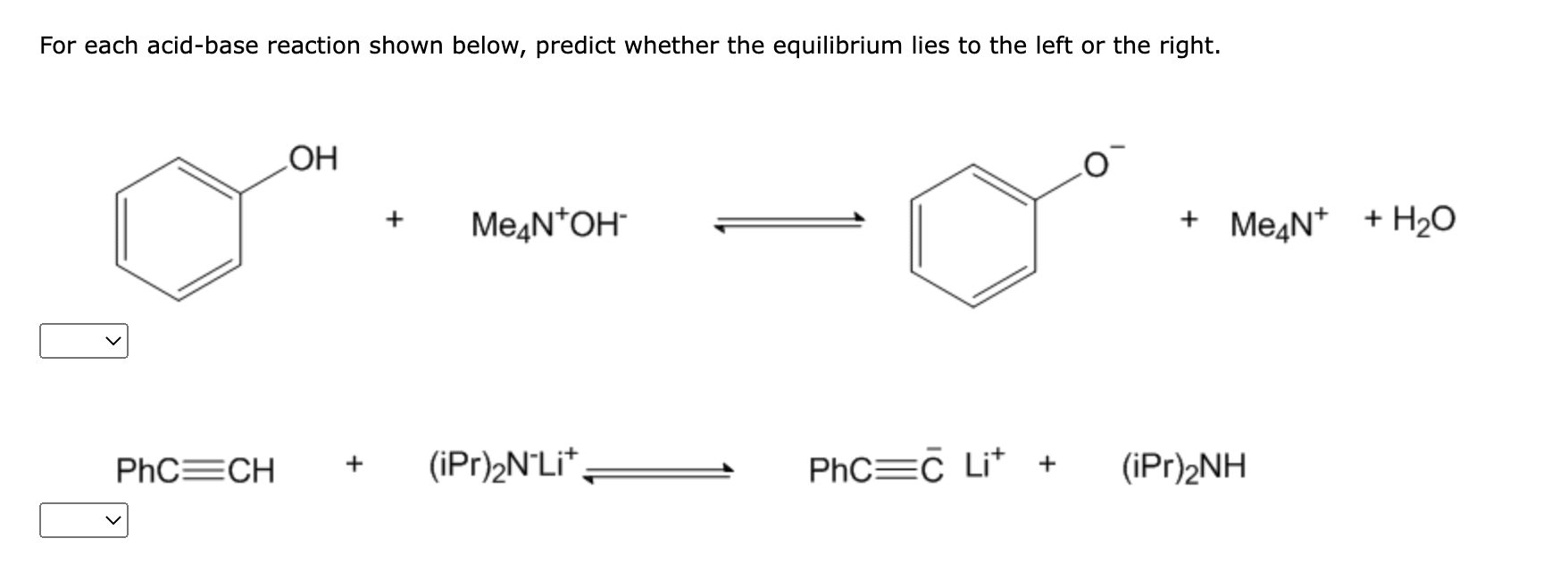 Solved For each acid-base reaction shown below, predict | Chegg.com