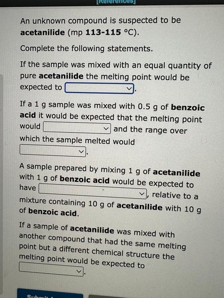 Solved An Unknown Compound Is Suspected To Be Complete The | Chegg.com