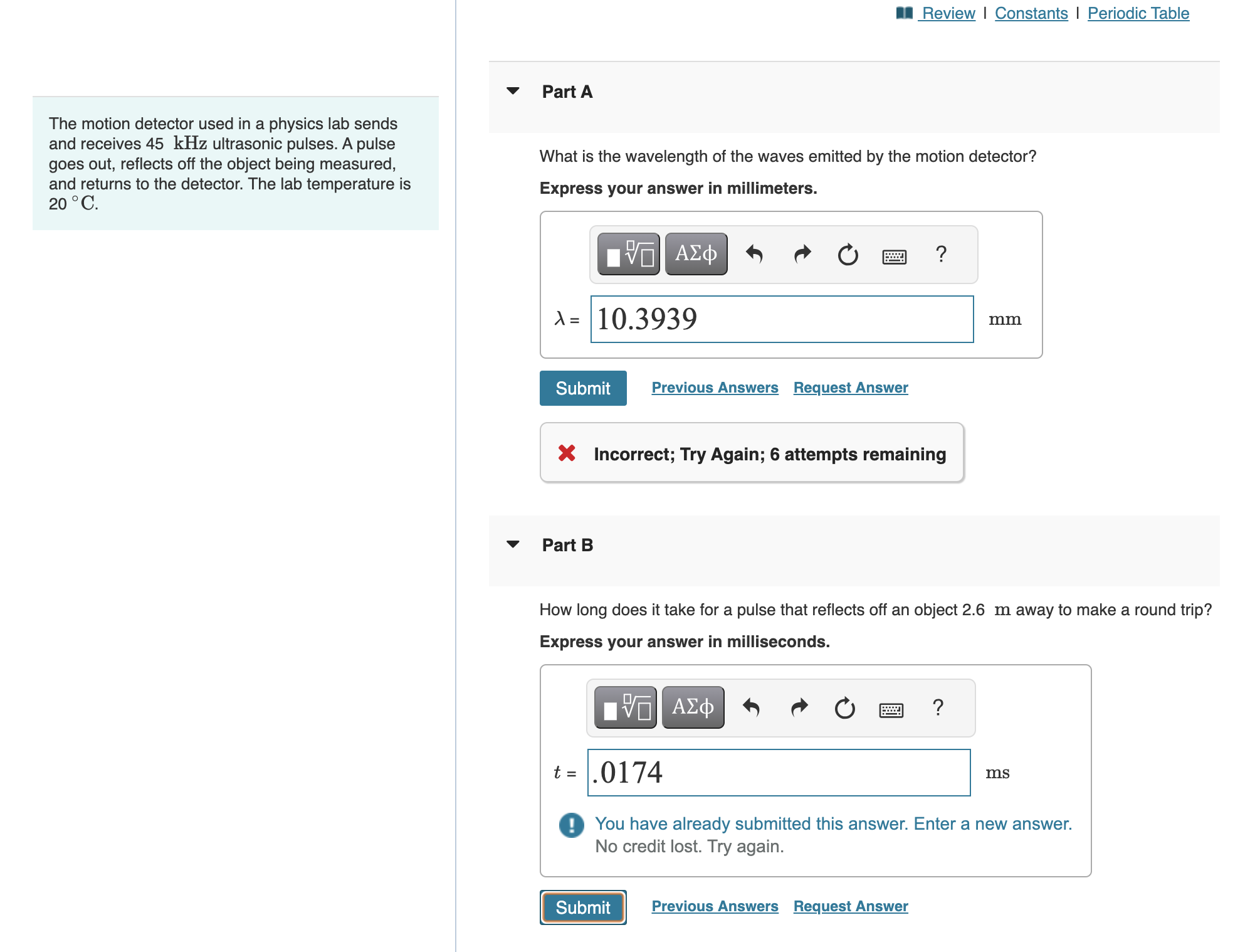 Solved The motion detector used in a physics lab sendsand