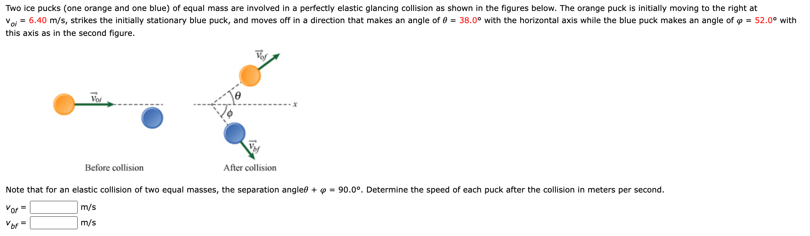 Solved Two ice pucks (one orange and one blue) of equal mass Chegg