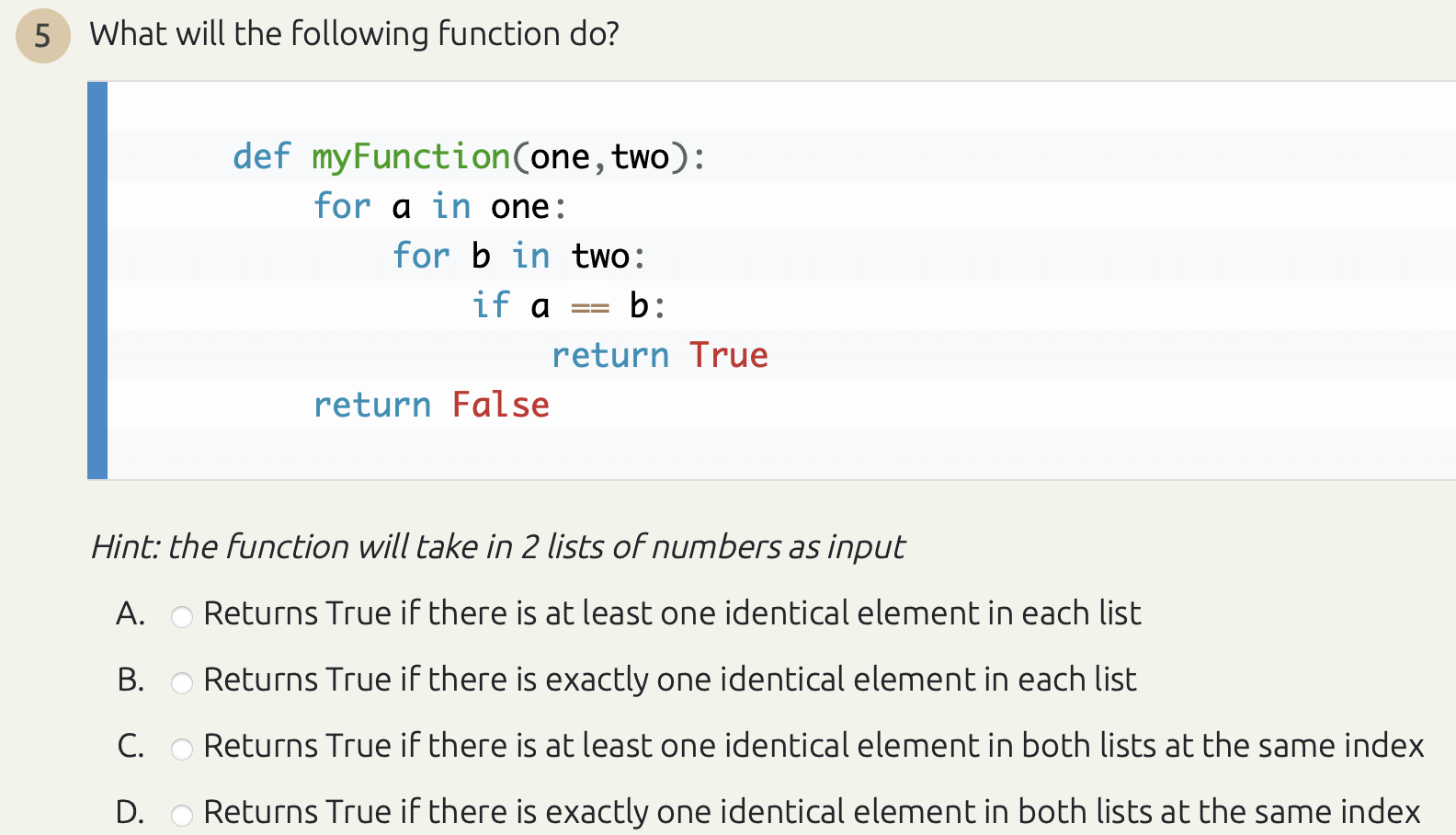 Solved What does the following function do? def | Chegg.com