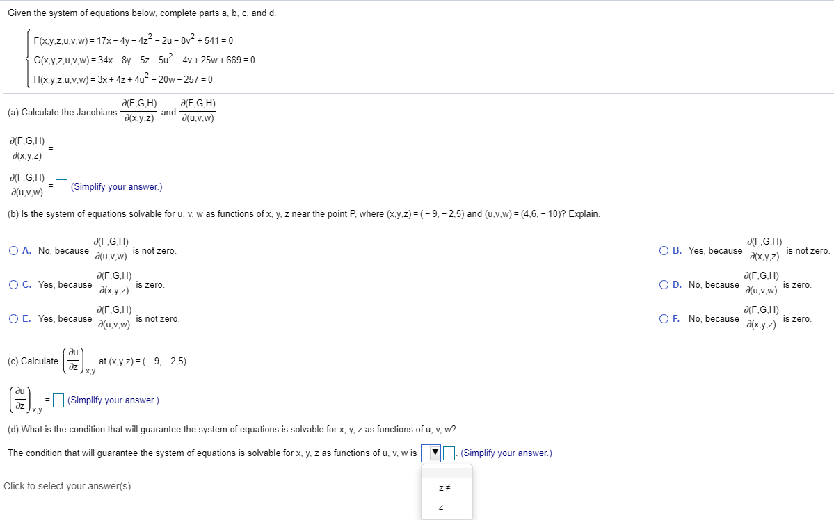 Solved Given The System Of Equations Below Complete Part Chegg Com