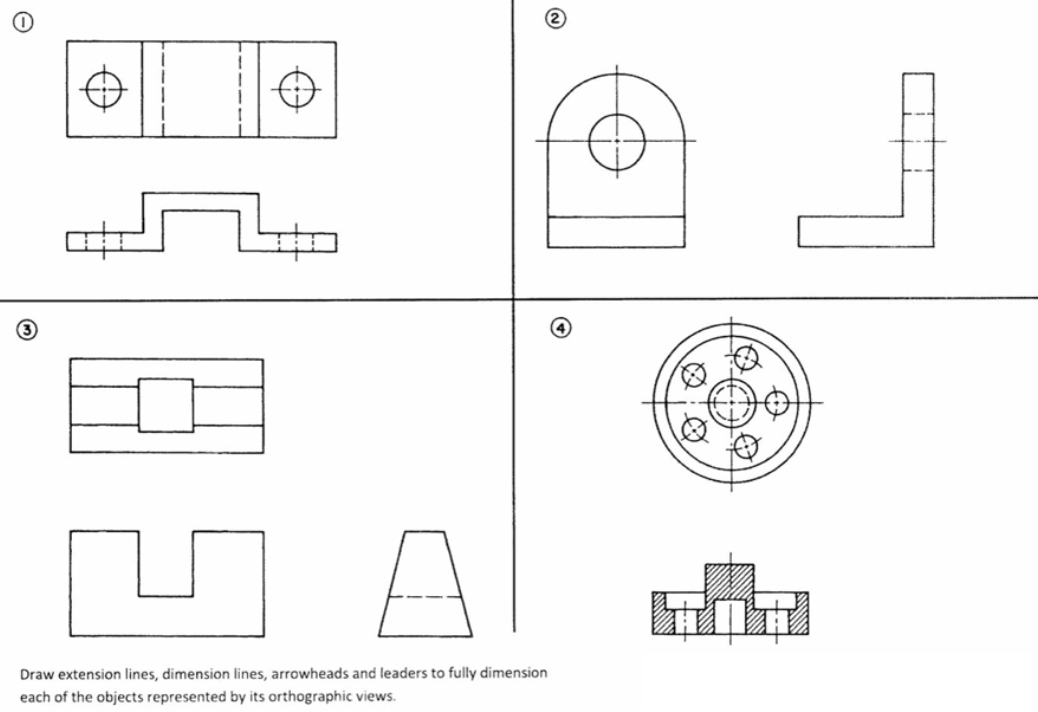 Solved 3 Q Draw extension lines, dimension lines, arrowheads | Chegg.com
