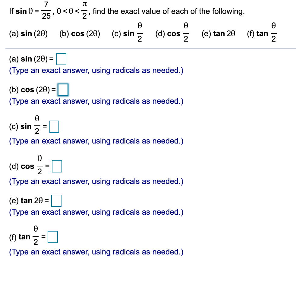 Solved TT 7 If sin = 25 0 | Chegg.com