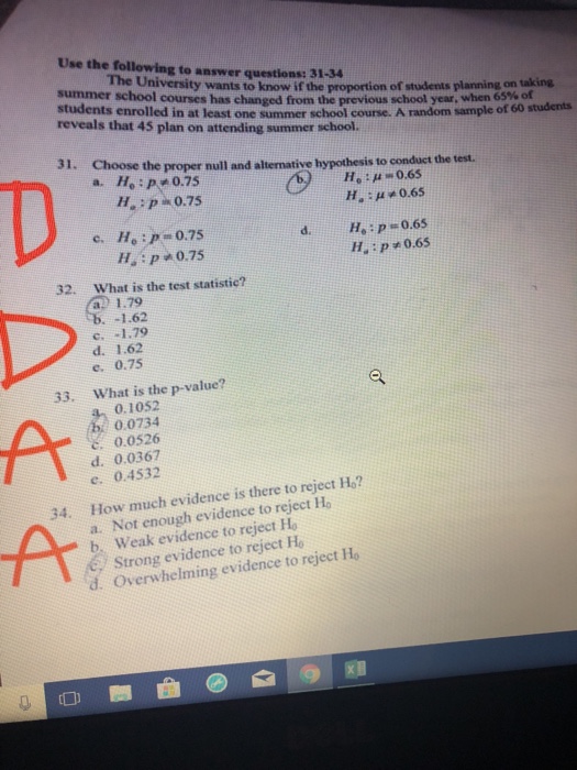 Solved Use the following to answer questions: 31-34 The | Chegg.com