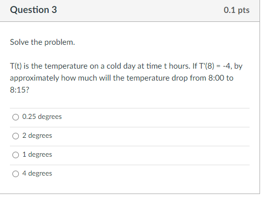 Solved T(t) is the temperature on a cold day at time t | Chegg.com