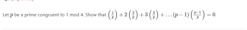 Solved Let p be a prime congruent to 1 mod 4 . Show that | Chegg.com