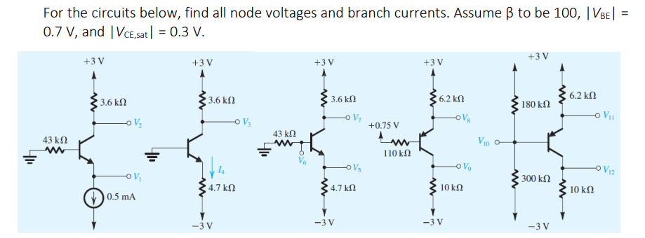 Solved For the circuits below, find all node voltages and | Chegg.com