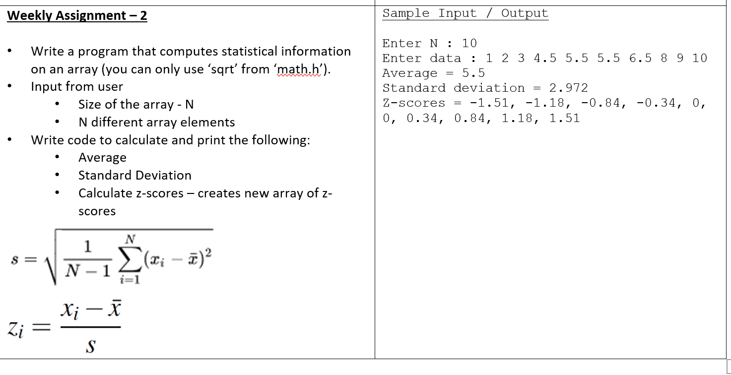 Solved Weekly Assignment - 2 Sample Input / Output • Enter N | Chegg.com