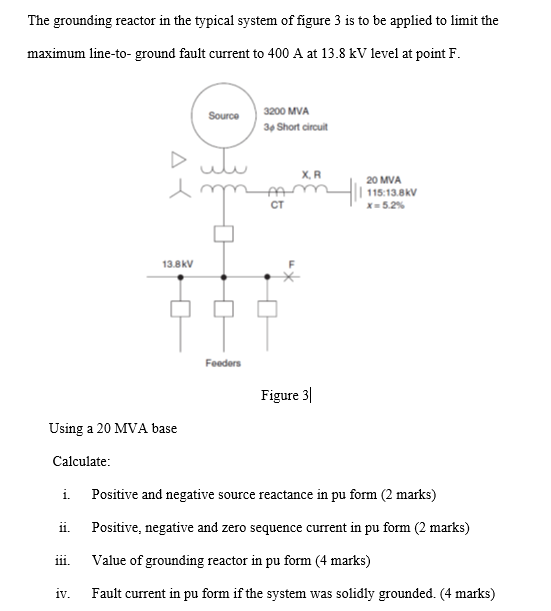 Solved The Grounding Reactor In The Typical System Of Figure 