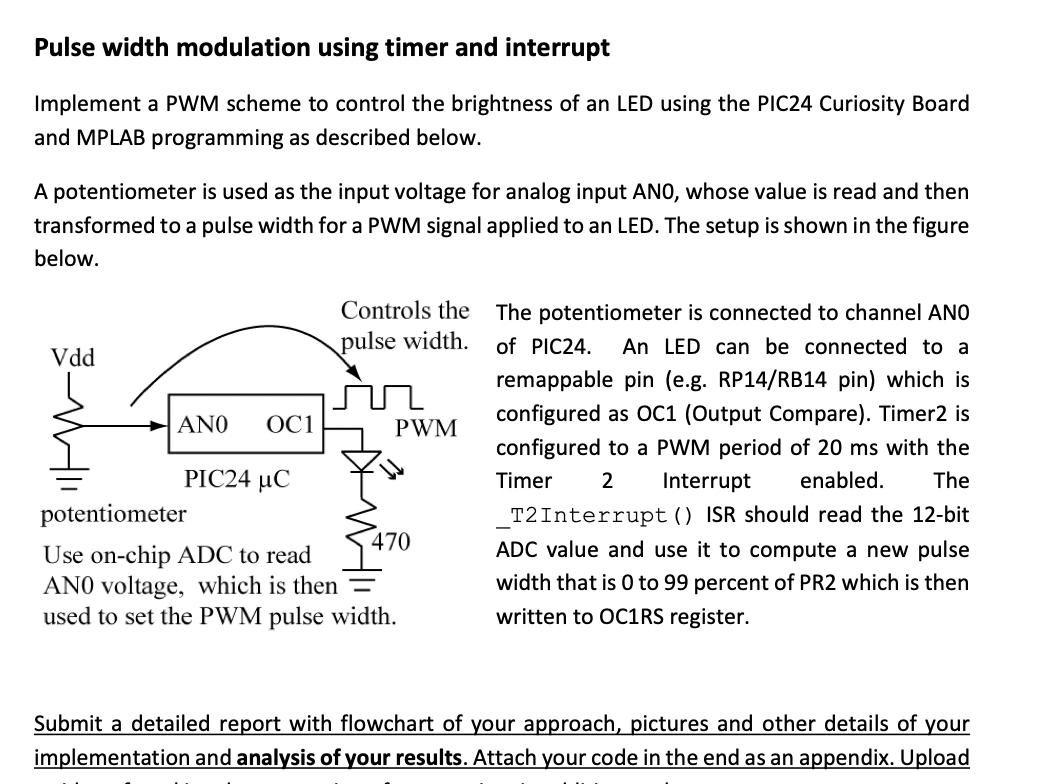 Solved Pulse width modulation using timer and interrupt | Chegg.com