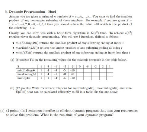 Solved 5. Dynamic Programming - Hard Assume you are given a | Chegg.com