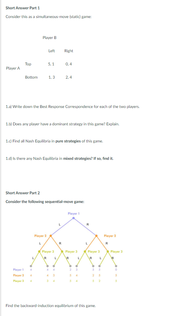 Solved Short Answer Part 1 Consider this as a | Chegg.com