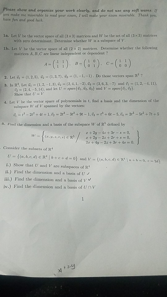 Solved Please Show And Organize Your Work Clearly And Do Chegg Com