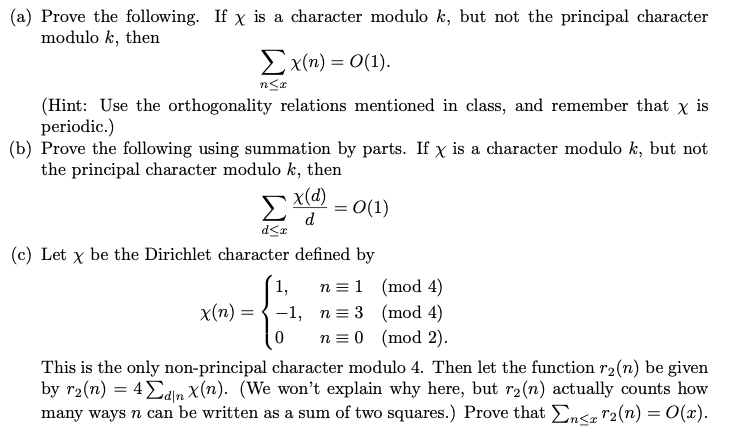 x(d) (a) Prove the following. If x is a character | Chegg.com
