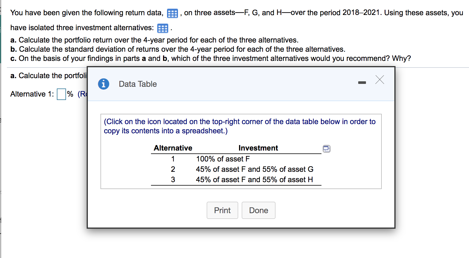 Solved You have been given the following return data, on | Chegg.com