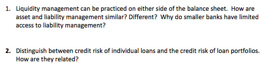 Solved 1. Liquidity Management Can Be Practiced On Either | Chegg.com