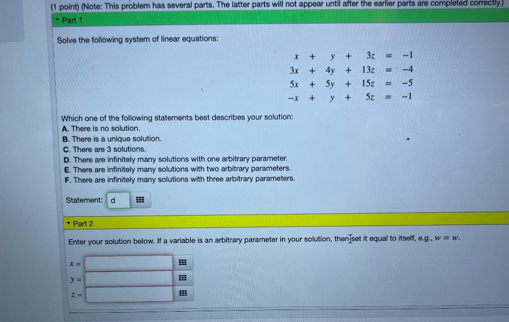 Solved 1 Point Note This Problem Has Several Parts The