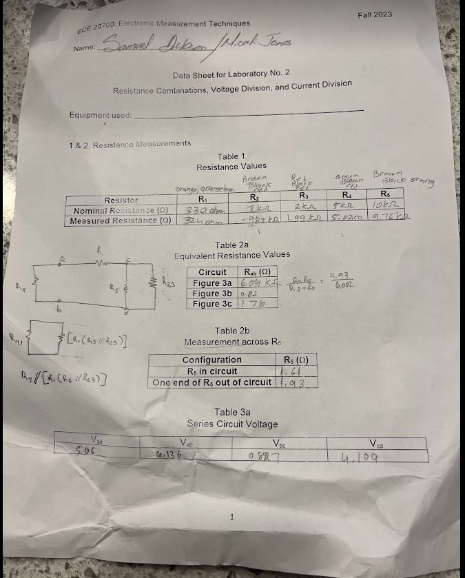 ECE 20700 Electronic Measurement Techniques Fall Chegg Com